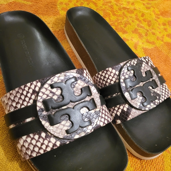 Tory Burch Black and Silver Slide Sandals - Picture 3 of 9
